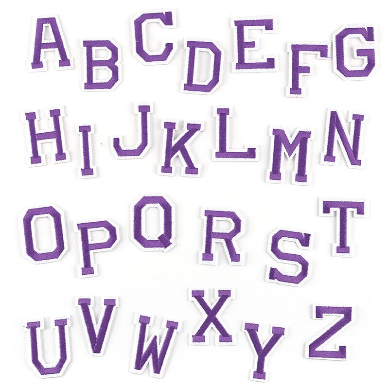 Colourful Letters Alphabet Colour Letter Patch Patches Clothes Iron or Sew on - Purple
