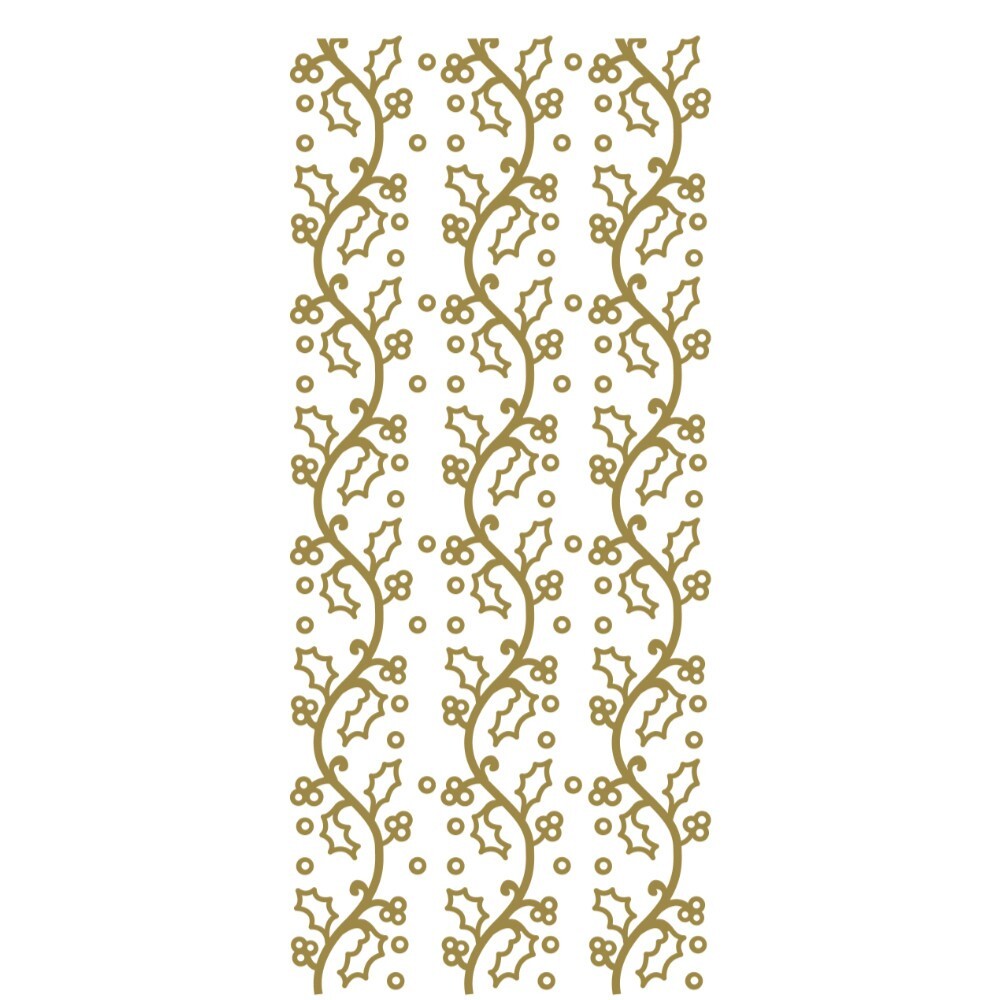 Holly Merry Christmas Mirror Shine Peel Off Sticker Card Making Craft Stickers - Gold Mirror