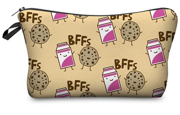 3D Cute Celeb Make Up Cosmetic Bag Pouch Purse Pencil Case Bag Travel Gift #2 - Milk & Cookies