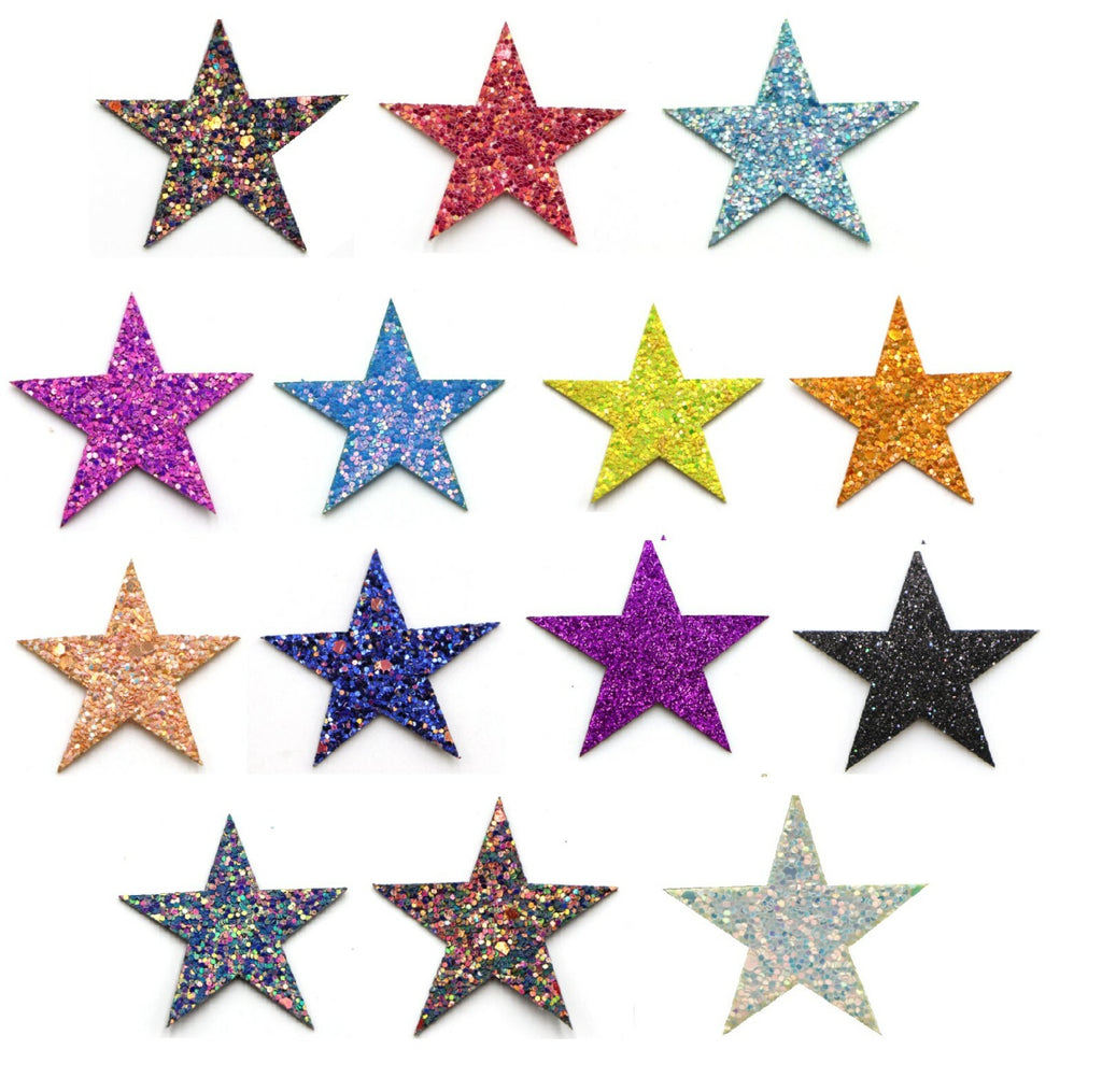 Glitter Star Patch Applique Customise Clothing Costume Patches 4.5cm Diameter