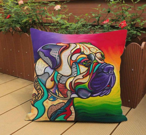CUSHION COVER DECORATIVE DOG BREEDS ART CANVAS VINTAGE RETRO 43 x 43 CM - 6