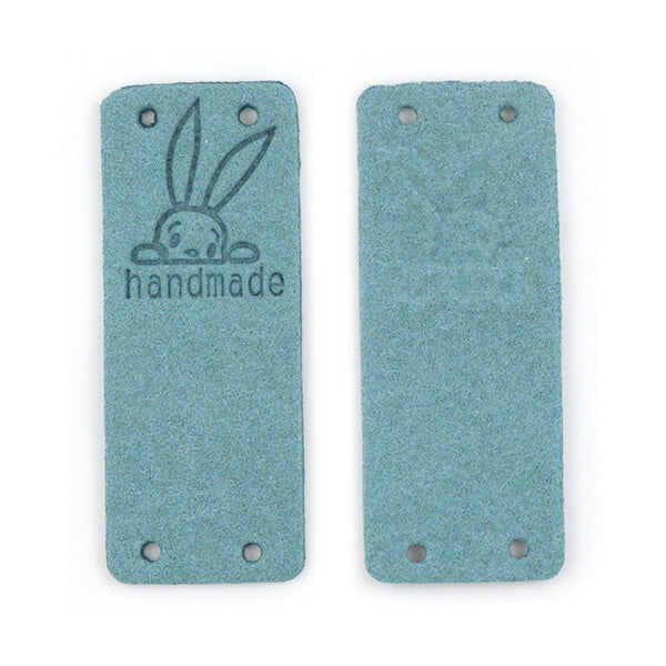 Faux Suede Leather Labels Hand Made Rabbit Bunny Clothing Tag Label Tags 5x2cm - Design 6