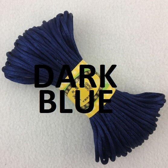 Cord Silky Satin Kumihimo Braiding Rattail Macrame 2mm Thick 5/10/20 Meter - Dark Blue
