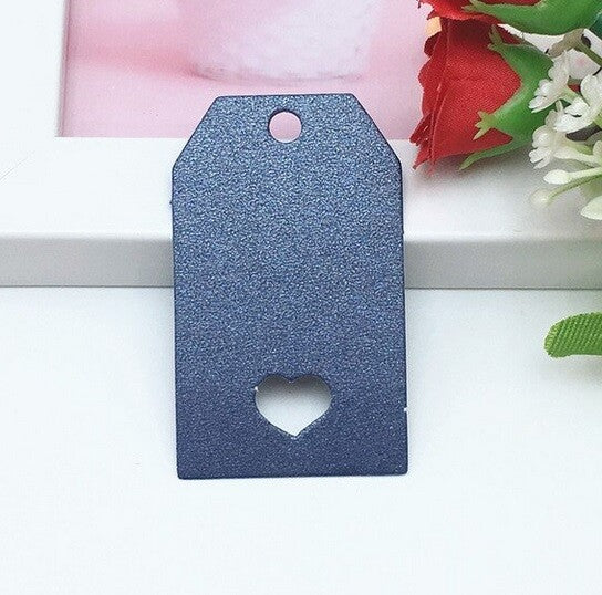 Craft Paper Tags Hollow Love Heart Craft Gift Food Wedding Price Gift Tag 5x3cm - Blue