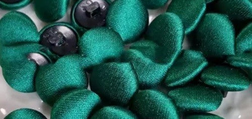 Coloured Buttons Fabric Cloth Covered Button Satin Round Sewing 11mm / 1.1cm - Dark Green