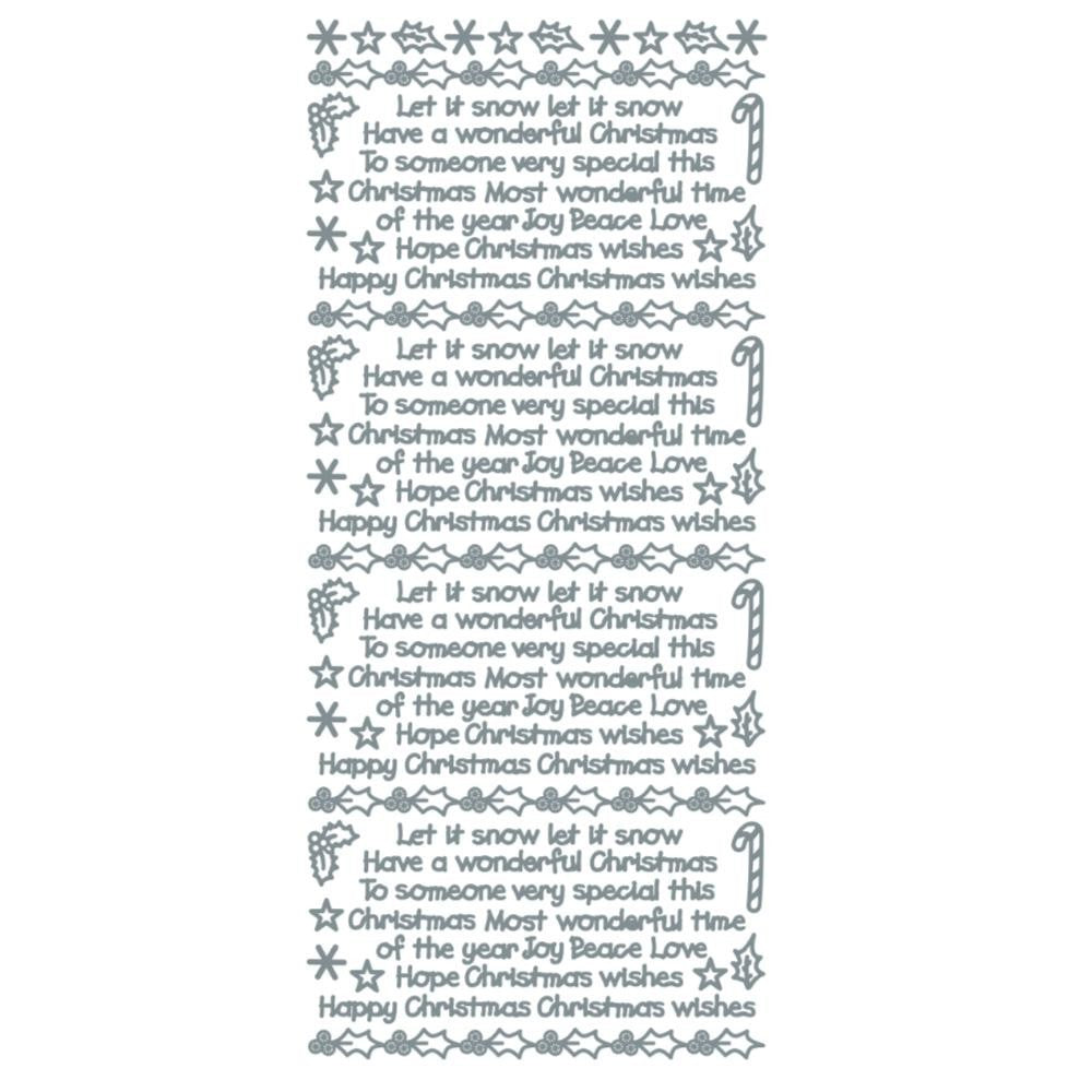Merry Christmas Happy Christmas Peel Off Sticker Card Making Craft Stickers - Sentiments Silver (220601)