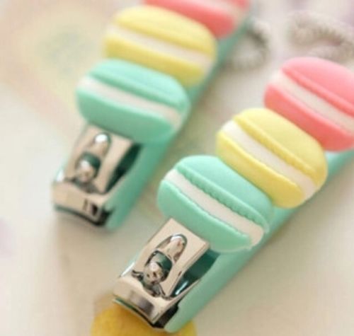 French Macaron Nail Clippers with Keychain Manicure Pedicure Fashion Kawaii