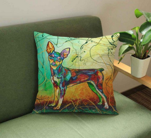 CUSHION COVER DECORATIVE DOG BREEDS ART CANVAS VINTAGE RETRO 43 x 43 CM - 4