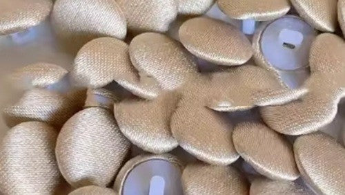 Coloured Buttons Fabric Cloth Covered Button Satin Round Sewing 11mm / 1.1cm - Khaki