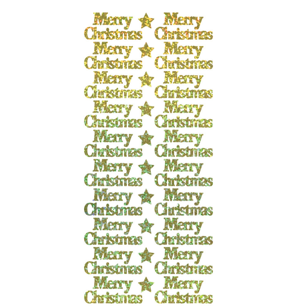 Merry Christmas Peel Off Sticker Sheet for Card Making Craft Scrapbooking Crafts - Gold