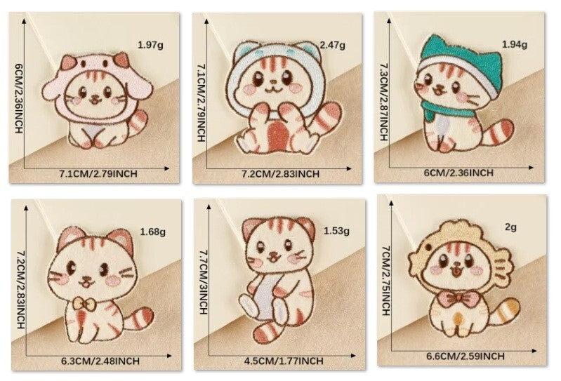 Cat Patch Cute Kawaii Kitty Embroidered Patches Iron on / Stick on / Sew on Cats
