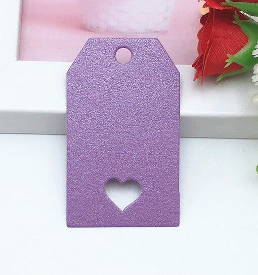 Craft Paper Tags Hollow Love Heart Craft Gift Food Wedding Price Gift Tag 5x3cm - Purple