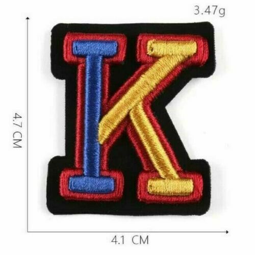3D Varsity Letter Patch Patches Sew On Embroidered Customise Clothing Alphabet - K