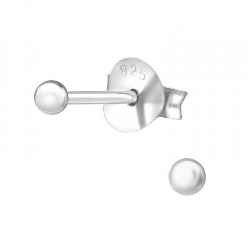 925 Sterling Silver Classic Ball Stud Earrings 2x2mm
