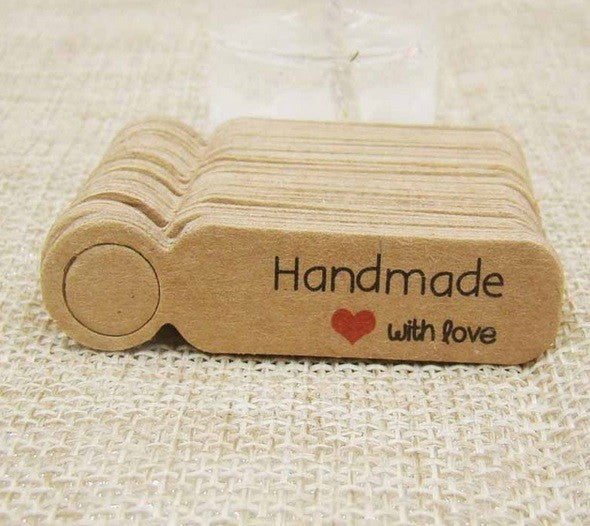 Craft Paper Tags 'Handmade with Love' & 'Thank You' Hand Made Mini Gift Tags - 13