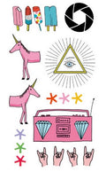 Unicorn's Rock Unicorn Tattoo Cartoon Waterproof Body Art Stickers Removable