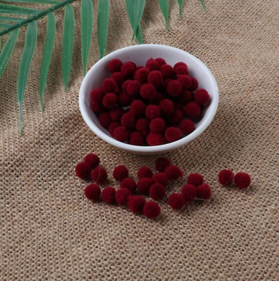 Craft Pom Poms Size 8mm Many Colour Options & Pack Sizes Pom Pom Art & Craft - Wine Red