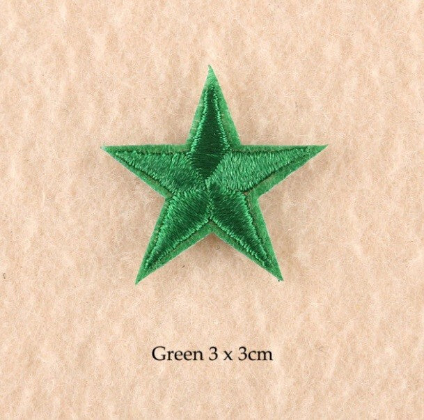 2 Green Star Patches Iron On Sew On Stars Patch Embroidered Applique Badges