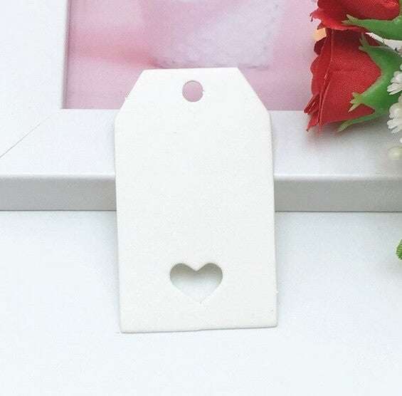 Craft Paper Tags Hollow Love Heart Craft Gift Food Wedding Price Gift Tag 5x3cm - White