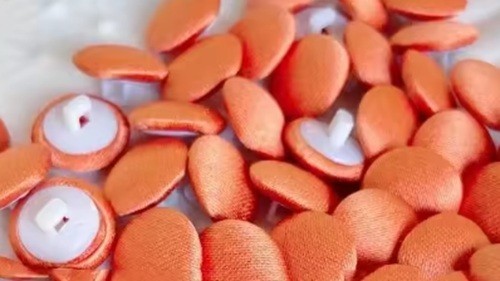 Coloured Buttons Fabric Cloth Covered Button Satin Round Sewing 11mm / 1.1cm - Orange