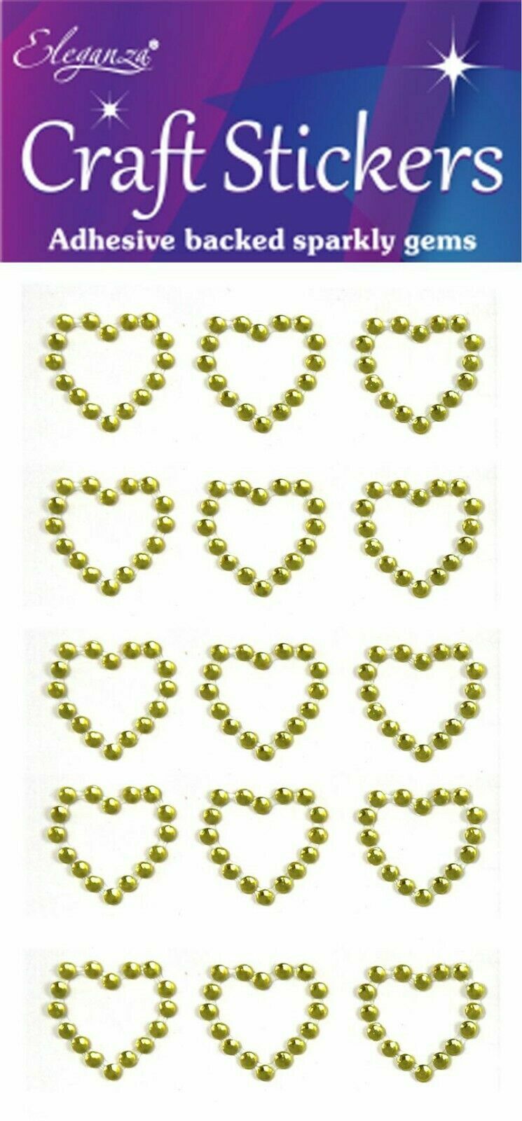 Self Adhesive Diamante Open Hearts Double Heart Stickers Gold Silver Red Blue - Gold Outline Hearts