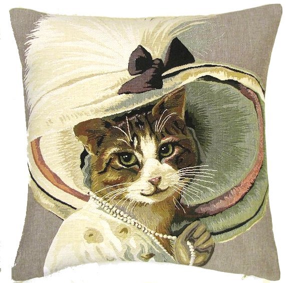 Belle Epoque Cats Tapestry Cushion Covers 18" x 18" - Design 2