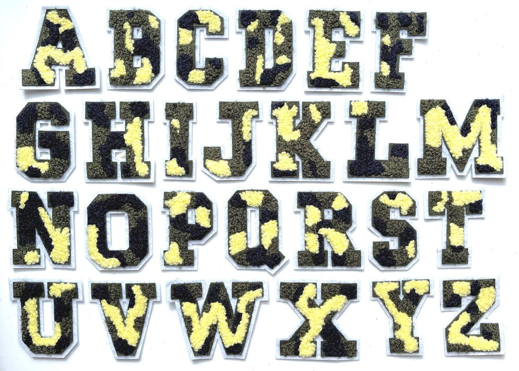 Camouflage Chenille Army Varsity Patch Letter Patches Iron or Sew on Alphabet 3D