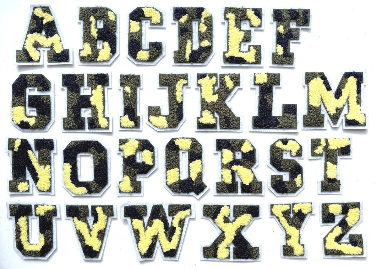 Camouflage Chenille Army Varsity Patch Letter Patches Iron or Sew on Alphabet 3D