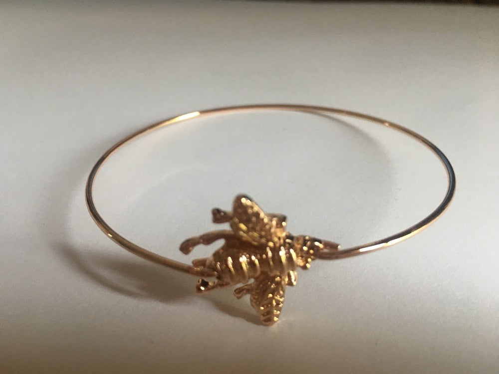 Gold Bumblebee Insect Honey Bee Bangle Bracelet