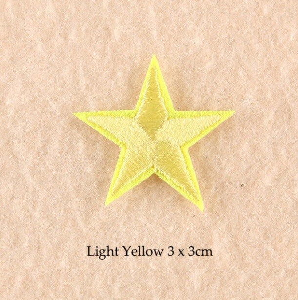 2 Light Yellow Star Patches Iron On Sew On Stars Patch Embroidered Applique