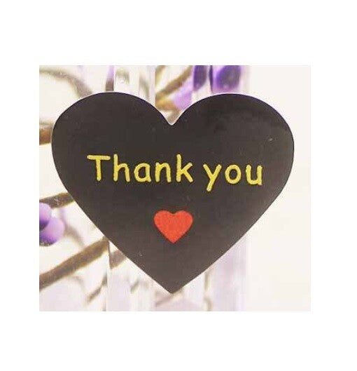 Heart Thank You Gift Seal Craft Stickers Hand Made Black Gold & Text Labels