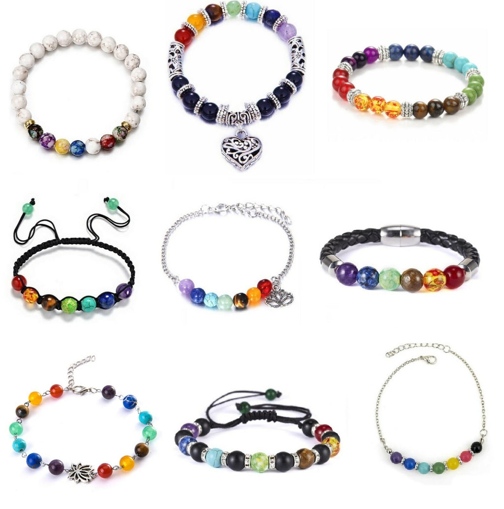 7 Chakra Beads Rainbow Bracelet Positive Energy Spiritual Healing Reiki Gift