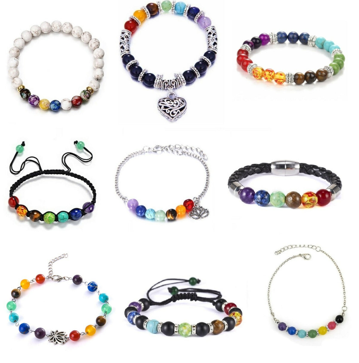 7 Chakra Beads Rainbow Bracelet Positive Energy Spiritual Healing Reiki Gift