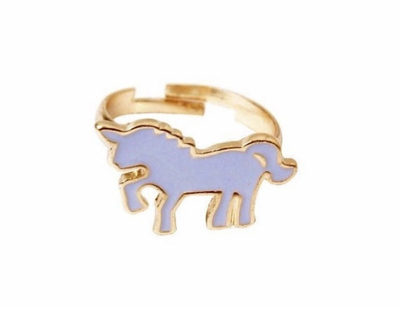 UNICORN HORSE RING ADJUSTABLE KAWAII CUTE LILAC PURPLE - INCLUDES MINI GIFT BOX