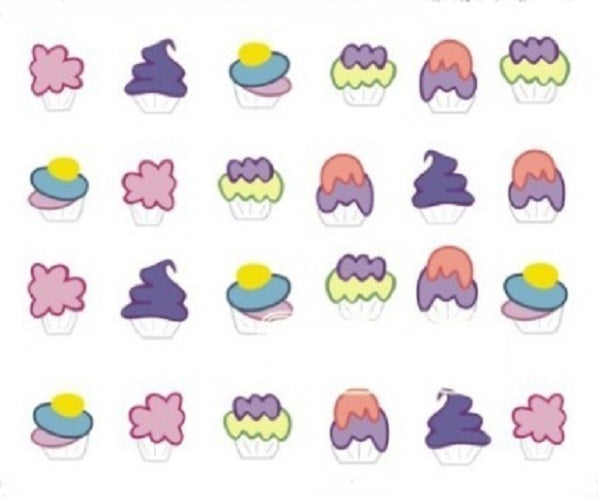 Nail Art Decals - Unicorn Cartoon Cute Water Transfers Kawaii Harajuku - Cupcakes