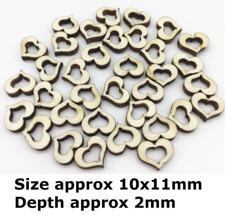 Wedding Valentine Table Decoration Scrapbook Wooden Hearts Worded Love Confetti - Hollow Hearts 10x11mm