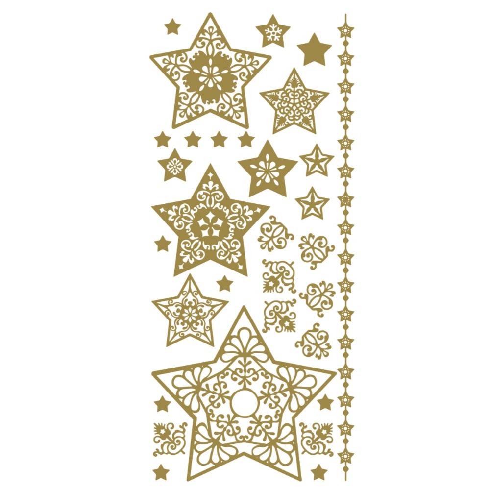 Christmas Peel Off Sticker Snowflake Star Santa Reindeer Snowman Craft Stickers - Stars Gold (207900)