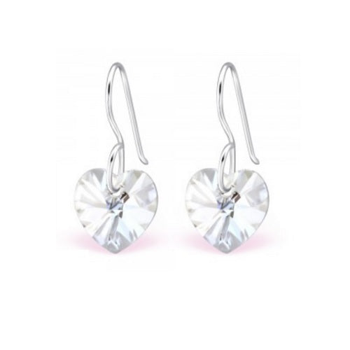 925 Sterling Silver Dangle Drop Heart Earrings & Gift Box - Moonlight