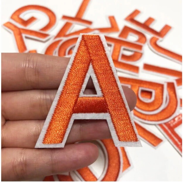 Letter Patch Iron on Sew on Alphabet Embroidered Patches Black White Red Pink - Orange