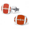 925 Sterling Silver American Football Stud Earrings 6x8mm & Gift Box