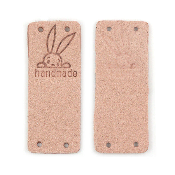 Faux Suede Leather Labels Hand Made Rabbit Bunny Clothing Tag Label Tags 5x2cm - Design 9