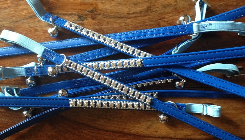 UK Standard Safety Cat Collar Crystal Diamante Rhinestone Safety Elastic & Bell