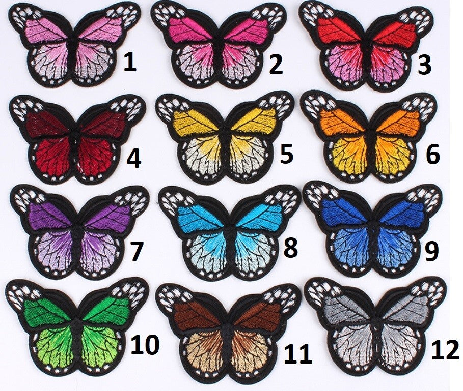 Butterfly Insect Motif Embroidered Patch Applique Customise Clothing Patches - Blue Shade 8