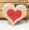 Blank Red Heart Gift Tag Label Craft Paper Love Heart Wedding Tags Gift 3x4cm - Brown