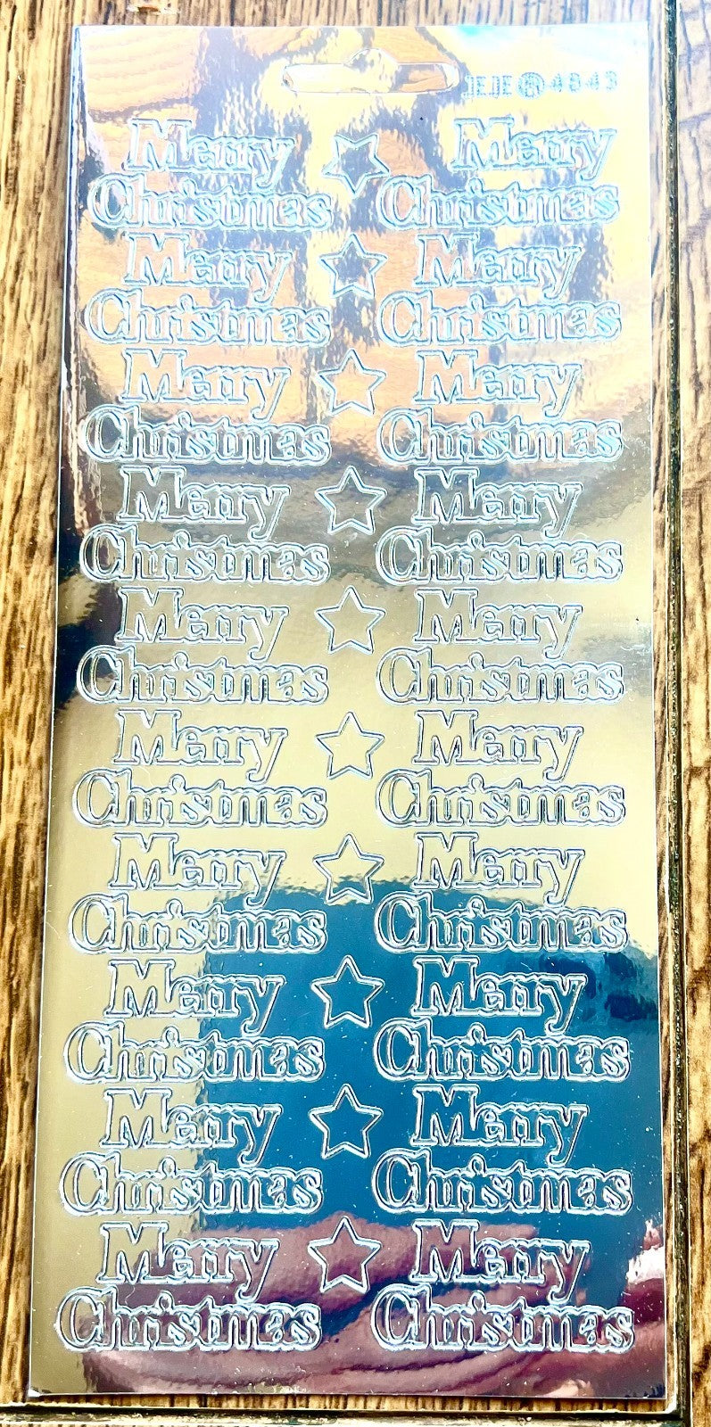 Mirror Shine Merry Christmas Peel Off Sticker Card Making Craft Stickers - Silver