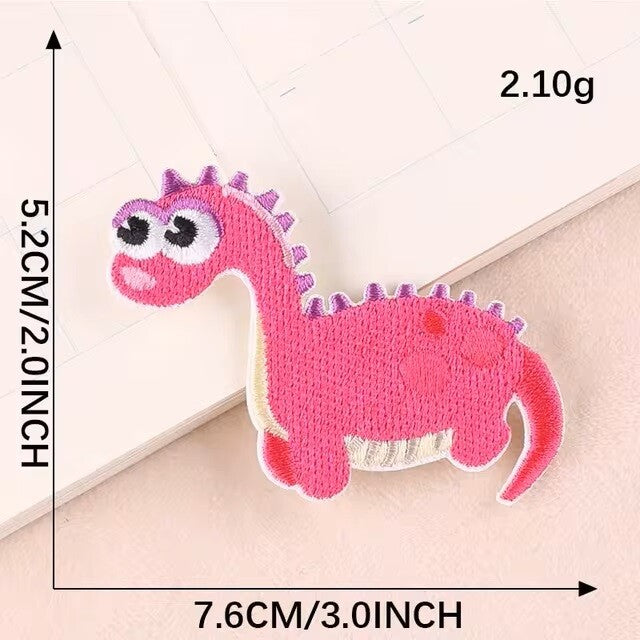 Dinosaur Patch Cartoon Animal Patches Iron on Letter Customise Clothing - 9
