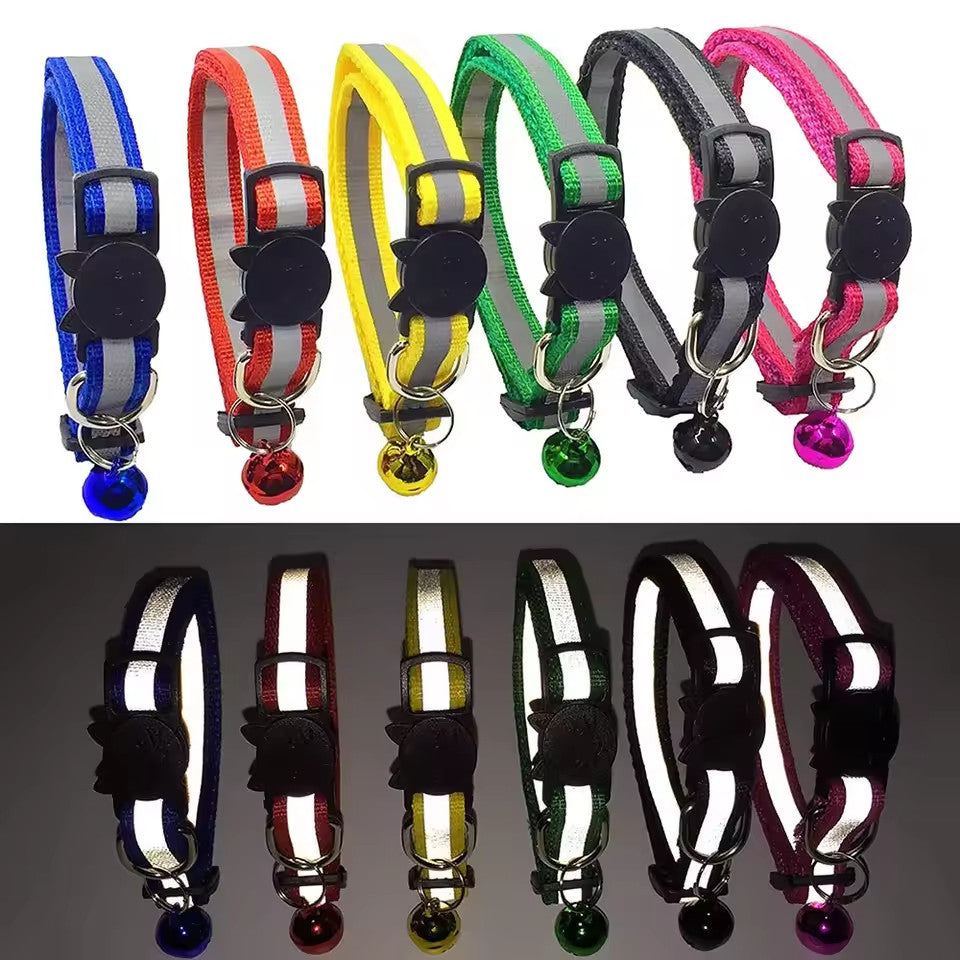 Reflective Safety Cat Collar Quick Release Breakaway Kitten Pet Adjustable Bell
