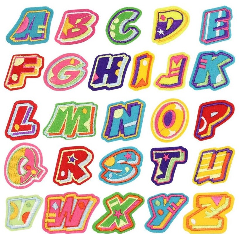 Colourful Graffiti Letter Patch Iron on Alphabet Letters Embroidery Customise