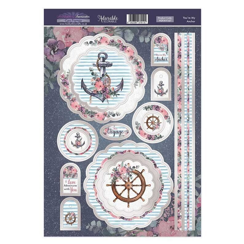 Hunkydory Greeting & Birthday Card Topper Making Kits Luxury Toppers for Cards - You're My Anchor