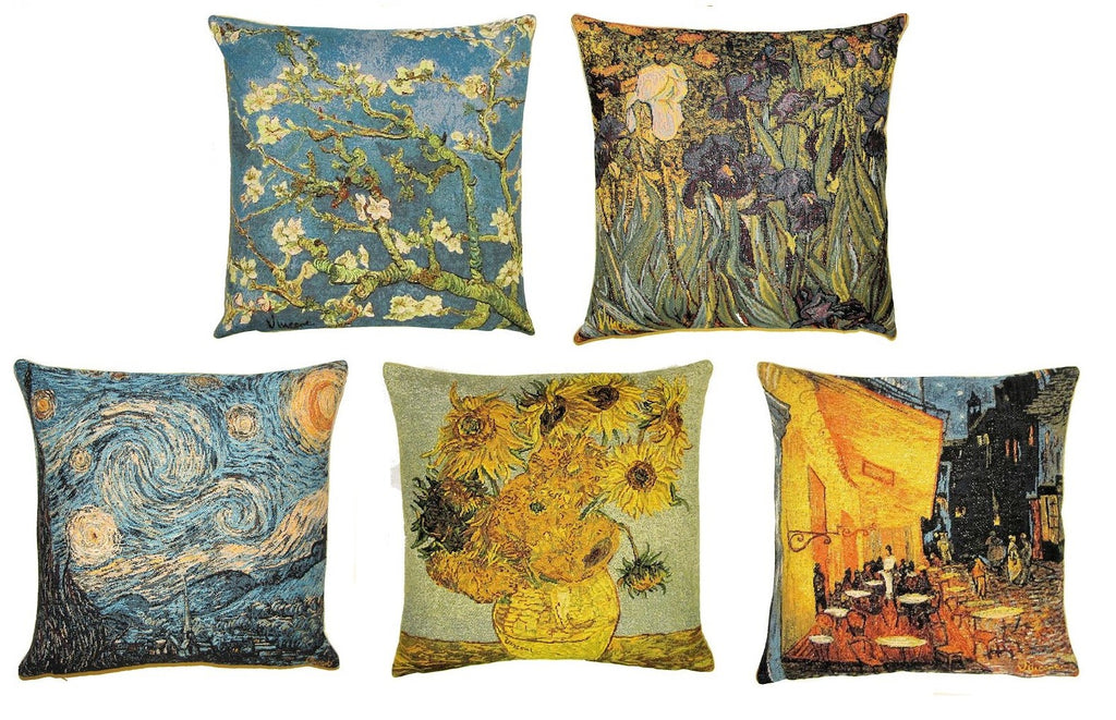 Artist Van Gogh Starry Night Sunflowers Tapestry Cushion Covers 14"x14"
